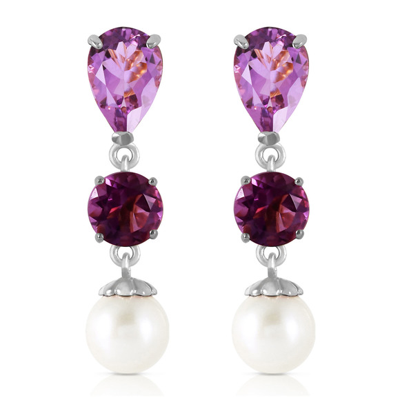 Galaxy Gold Products Jewelry 4k Gold Chandelier Earring With Amethysts Pearls White Gold